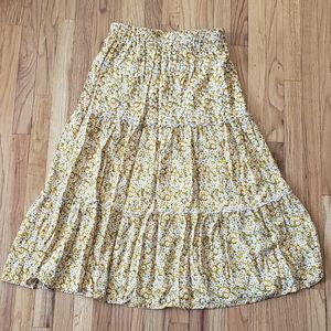 Floral Yellow Midi Skirt
